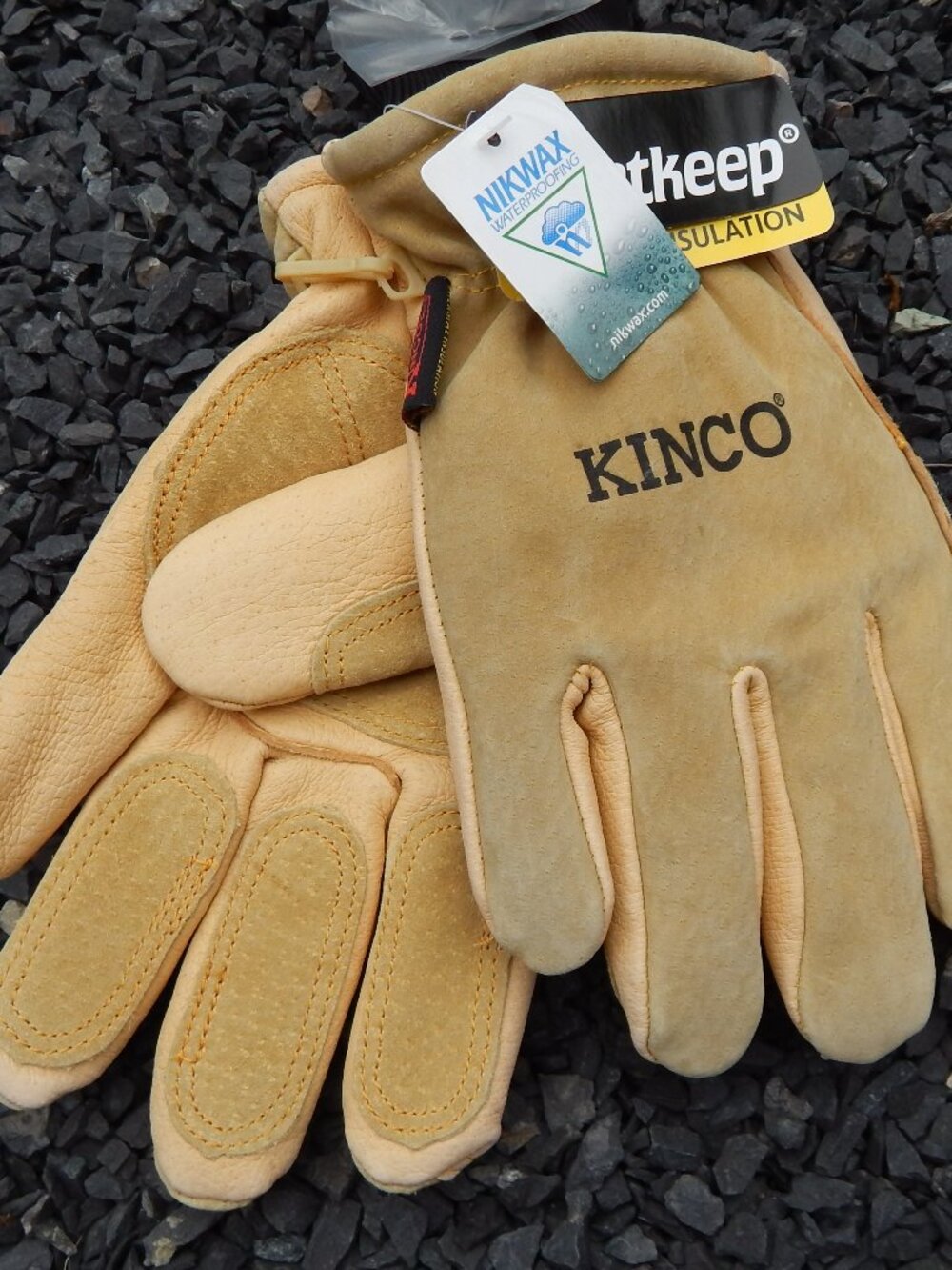 KINCO Medium Mens Lined Winter Premium Grain & Suede Pigskin Heatkeep Ski Gloves
